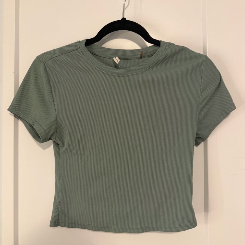 7 Diamonds Sage Ribbed Crop Top